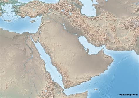 Physical Map of Middle East